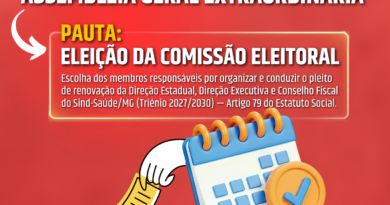 Sind-Saúde/MG convoca categoria para Assembleia Geral Extraordinária para iniciar processo eleitoral da entidade Sind-Saúde/MG convoca categoria para Assembleia Geral Extraordinária para iniciar processo eleitoral da entidade